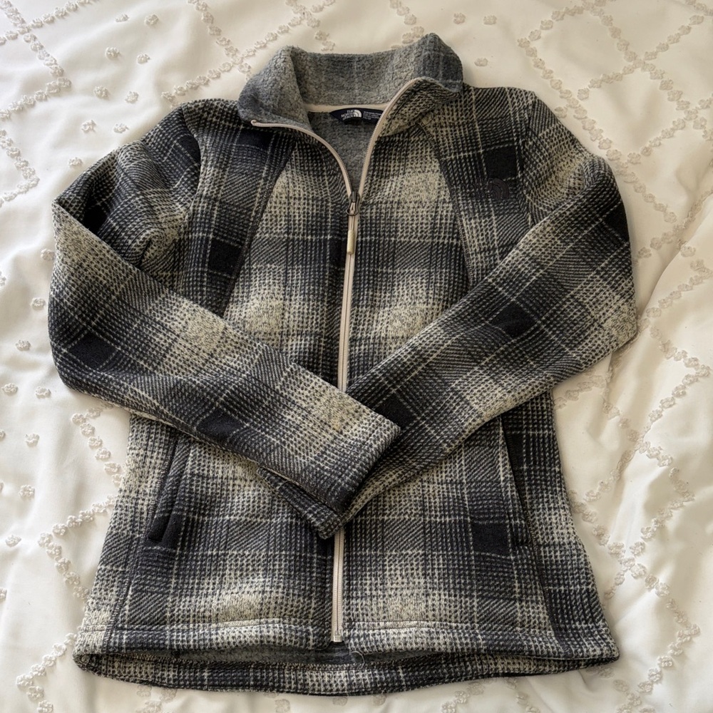 The North Face Black and Gray Plaid Jacket